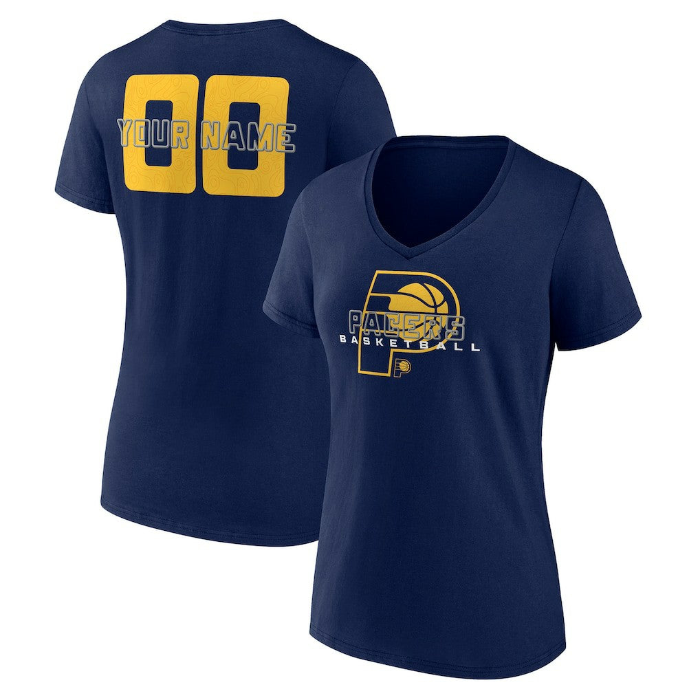 Indiana Pacers Women's Stellar Personalized Name & Number V-Neck T-Shirt Navy outlet