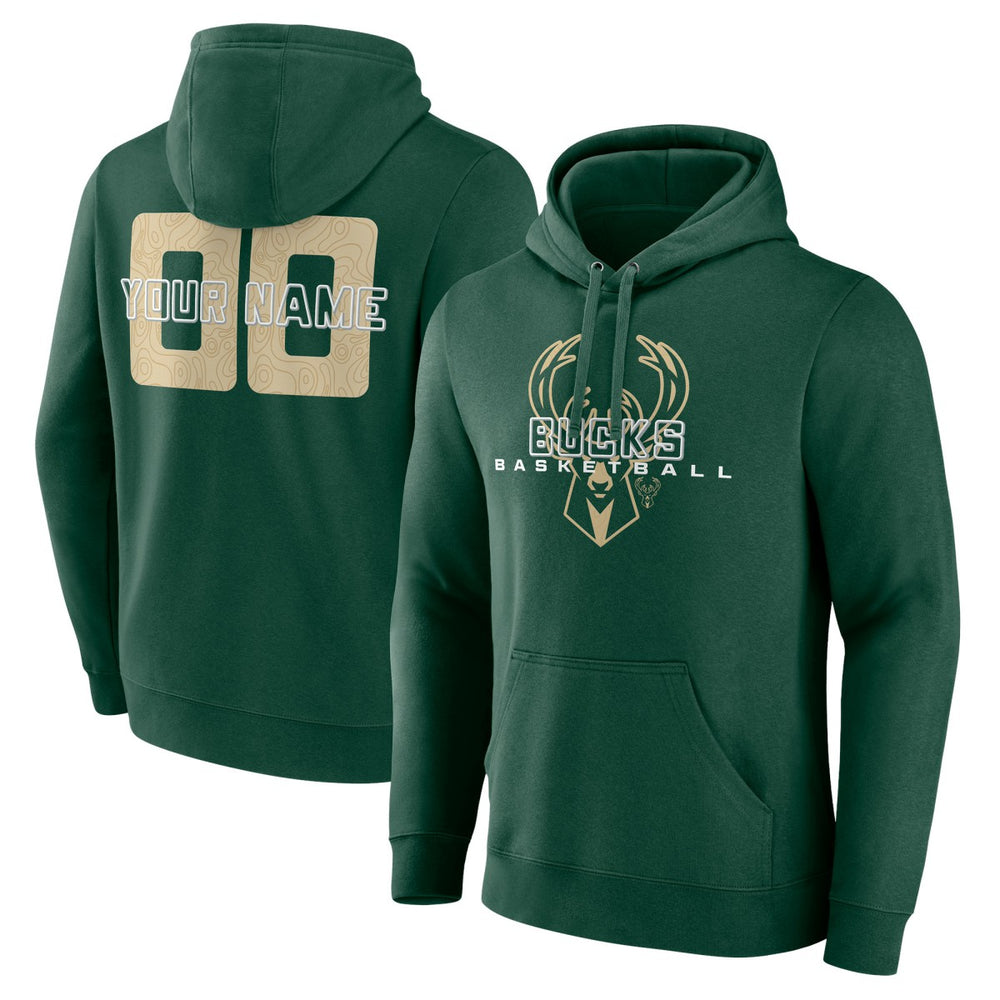 Milwaukee Bucks Stellar Personalized Name & Number Pullover Hoodie Hunter Green