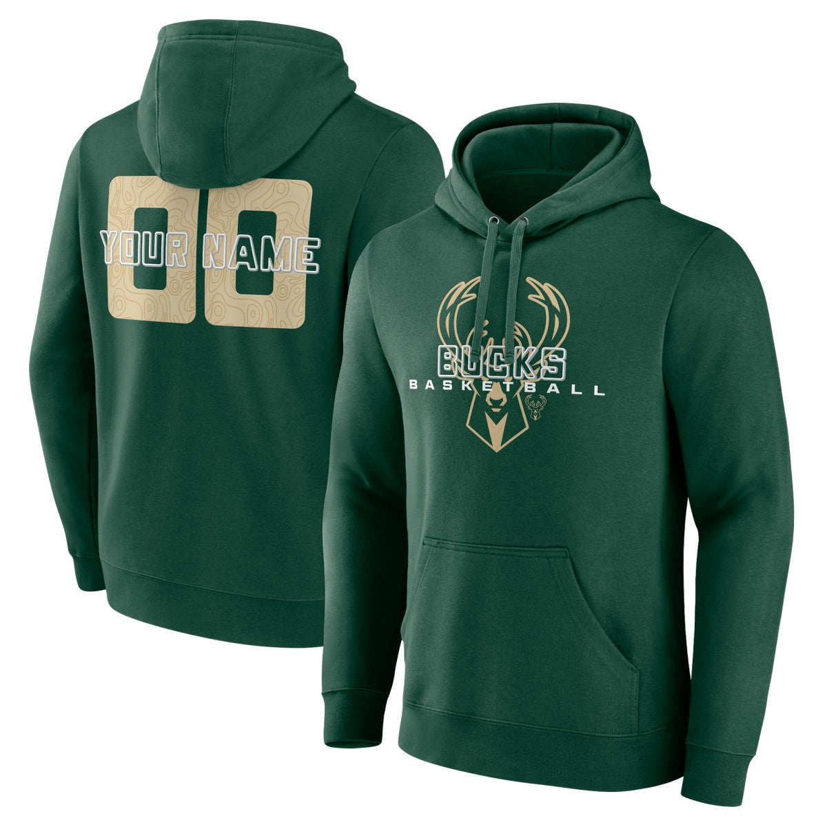 Milwaukee Bucks Stellar Personalized Name & Number Pullover Hoodie Hunter Green