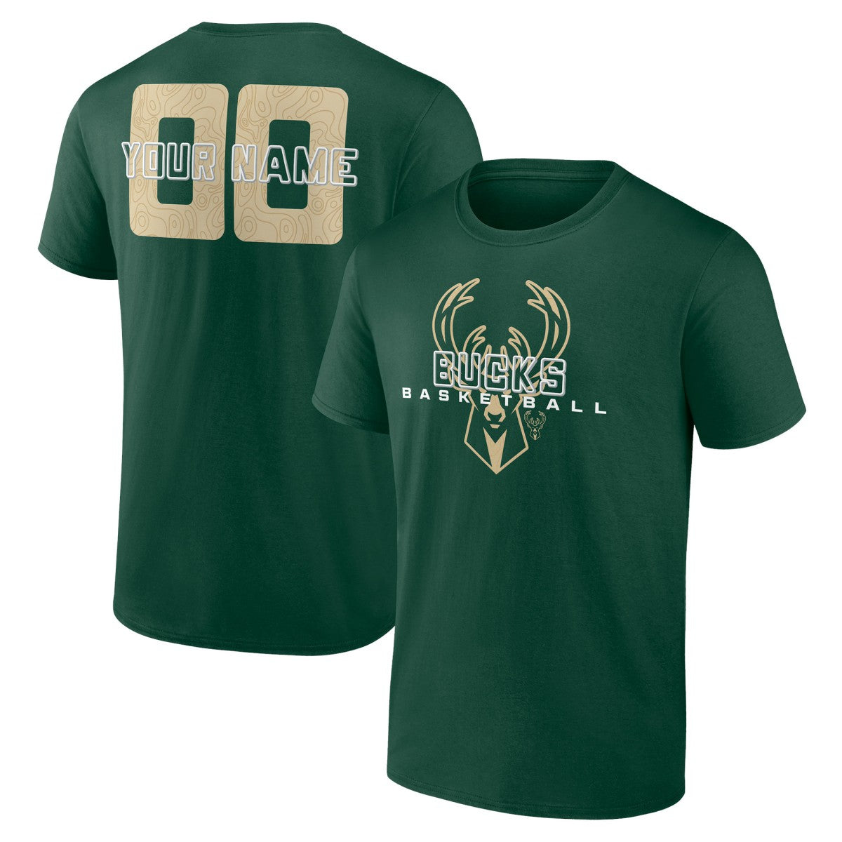 Milwaukee Bucks Stellar Personalized Name & Number T-Shirt Hunter Green