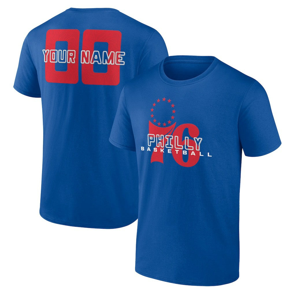 Philadelphia 76ers Stellar Personalized Name & Number T-Shirt Royal outlet