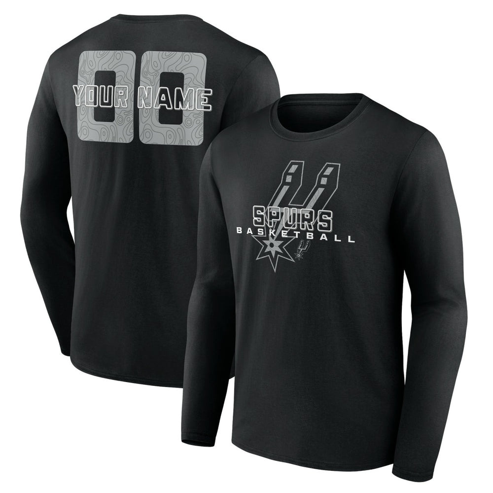 San Antonio Spurs Stellar Personalized Name & Number Long Sleeve T-Shirt Black