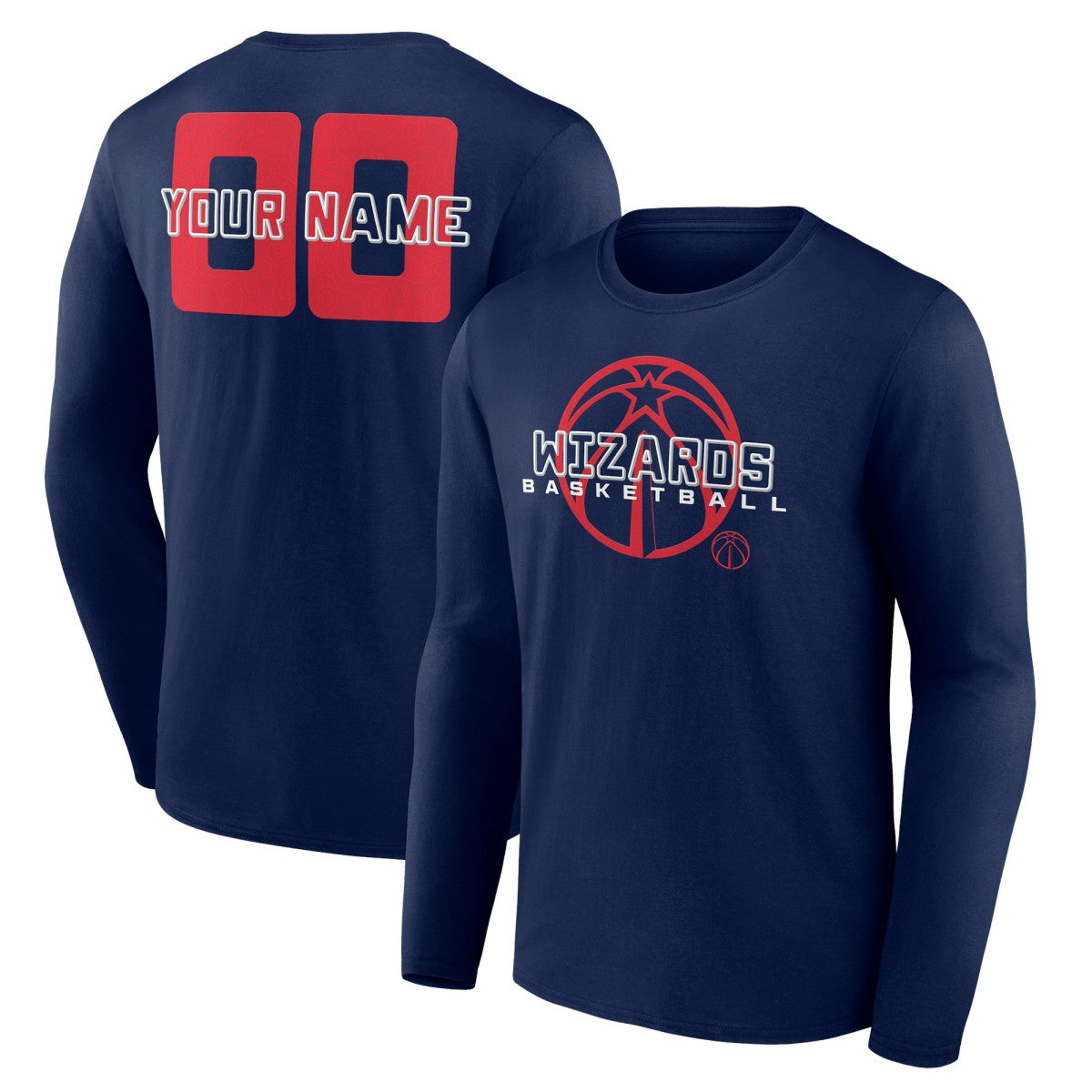 Washington Wizards Stellar Personalized Name & Number Long Sleeve T-Shirt Navy