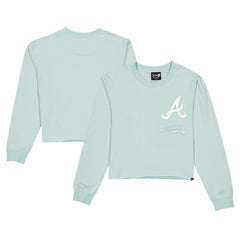 Atlanta Braves New Era Women's Breeze Logo Select Cropped Long Sleeve T-Shirt - Mint T-shirts