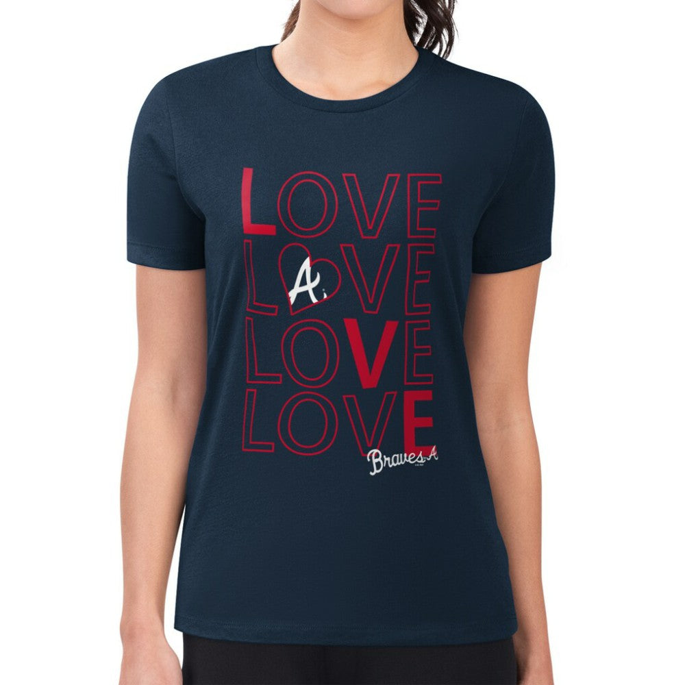 Atlanta Braves G-III 4Her by Carl Banks Women's Super-Slim Fit Lightweight Love Graphic Team T-Shirt - Navy T-shirts