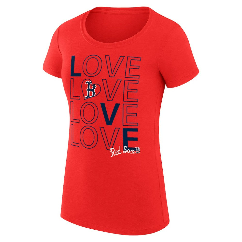 Boston Red Sox G-III 4Her by Carl Banks Women's Super-Slim Fit Lightweight Love Graphic Team T-Shirt - Red T-shirts