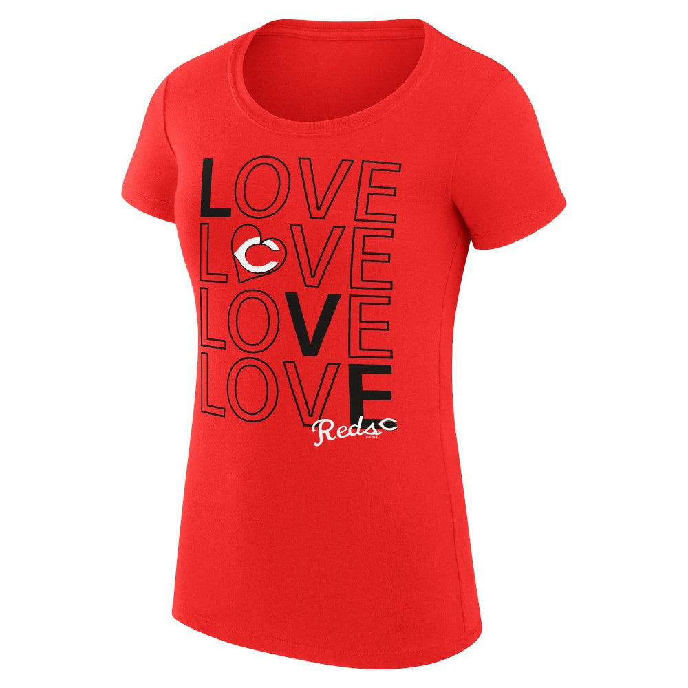 Cincinnati Reds G-III 4Her by Carl Banks Women's Super-Slim Fit Lightweight Love Graphic Team T-Shirt - Red T-shirts