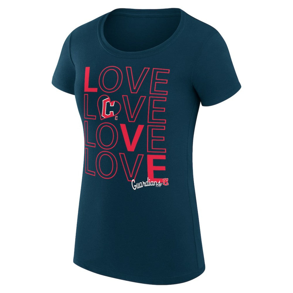 Cleveland Guardians G-III 4Her by Carl Banks Women's Super-Slim Fit Lightweight Love Graphic Team T-Shirt - Navy T-shirts