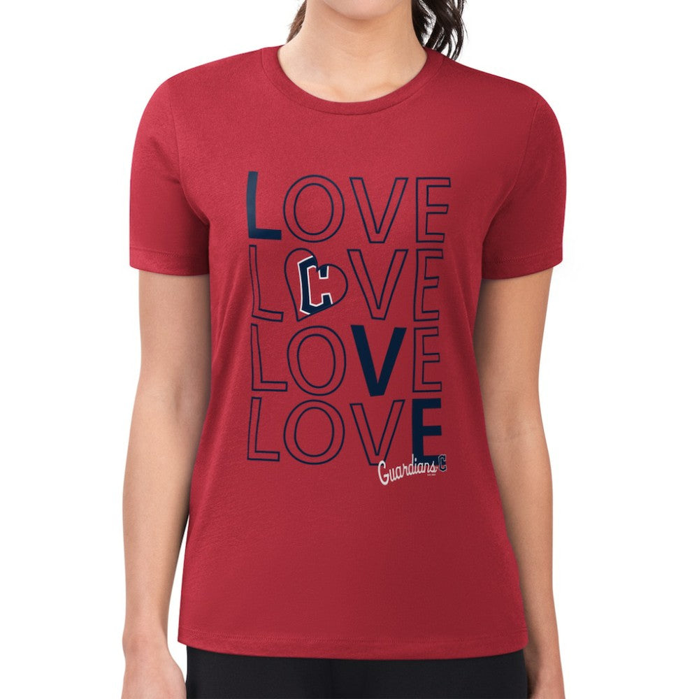 Cleveland Guardians G-III 4Her by Carl Banks Women's Super-Slim Fit Lightweight Love Graphic Team T-Shirt - Red T-shirts