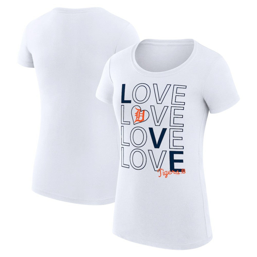 Detroit Tigers G-III 4Her by Carl Banks Women's Super-Slim Fit Lightweight Love Graphic Team T-Shirt - White T-shirts