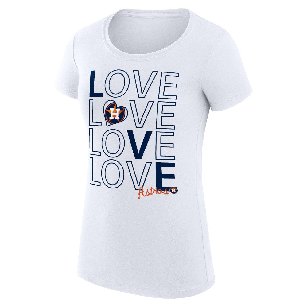 Houston Astros G-III 4Her by Carl Banks Women's Super-Slim Fit Lightweight Love Graphic Team T-Shirt - White T-shirts