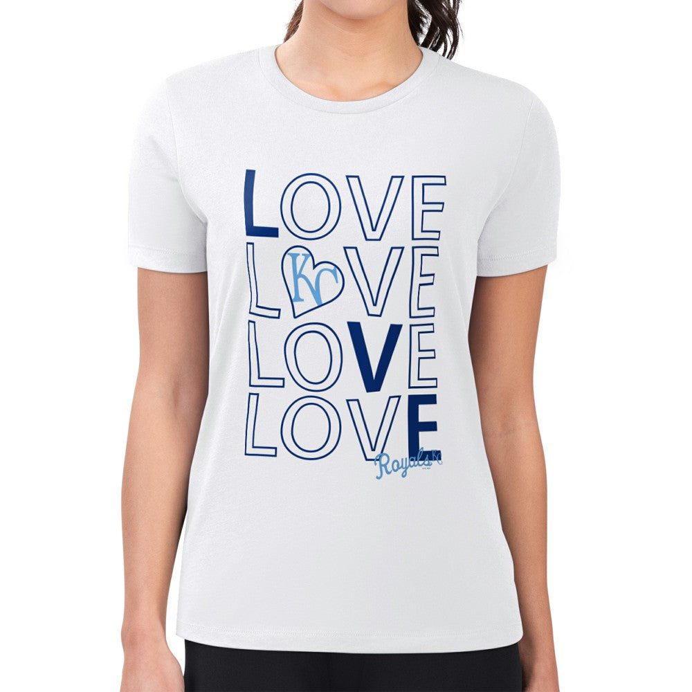 Kansas City Royals G-III 4Her by Carl Banks Women's Super-Slim Fit Lightweight Love Graphic Team T-Shirt - White T-shirts