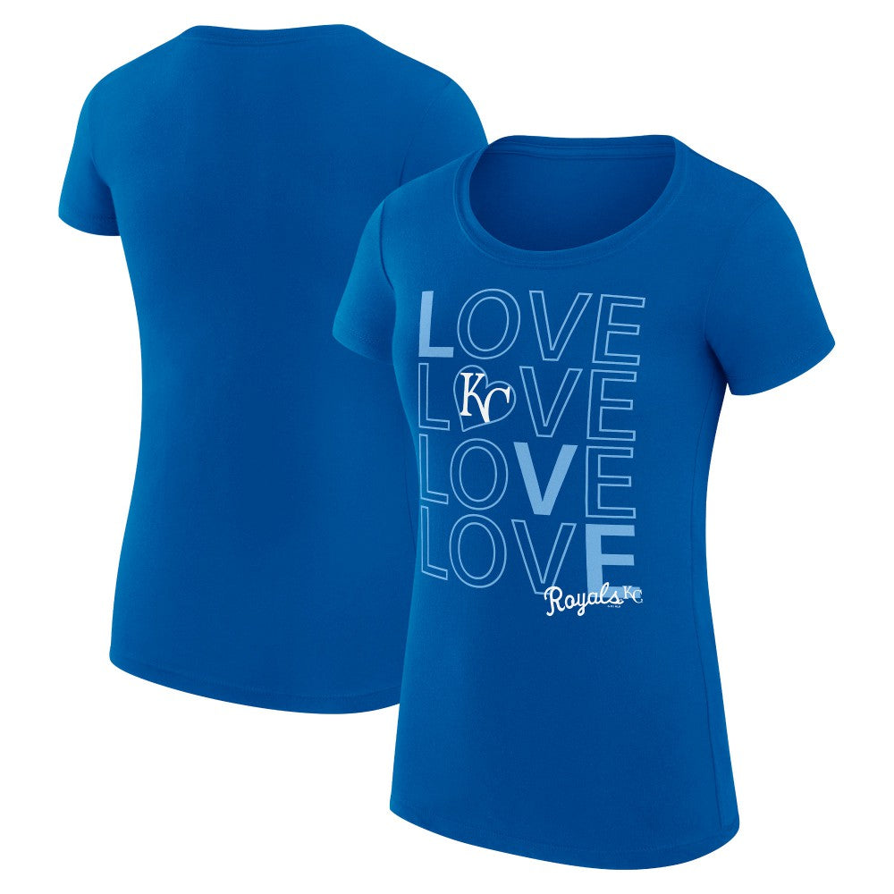 Kansas City Royals G-III 4Her by Carl Banks Women's Super-Slim Fit Lightweight Love Graphic Team T-Shirt - Royal T-shirts