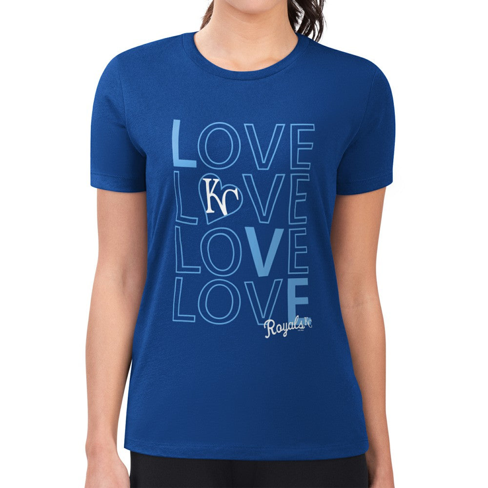 Kansas City Royals G-III 4Her by Carl Banks Women's Super-Slim Fit Lightweight Love Graphic Team T-Shirt - Royal T-shirts