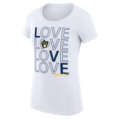 Milwaukee Brewers G-III 4Her by Carl Banks Women's Super-Slim Fit Lightweight Love Graphic Team T-Shirt - White T-shirts
