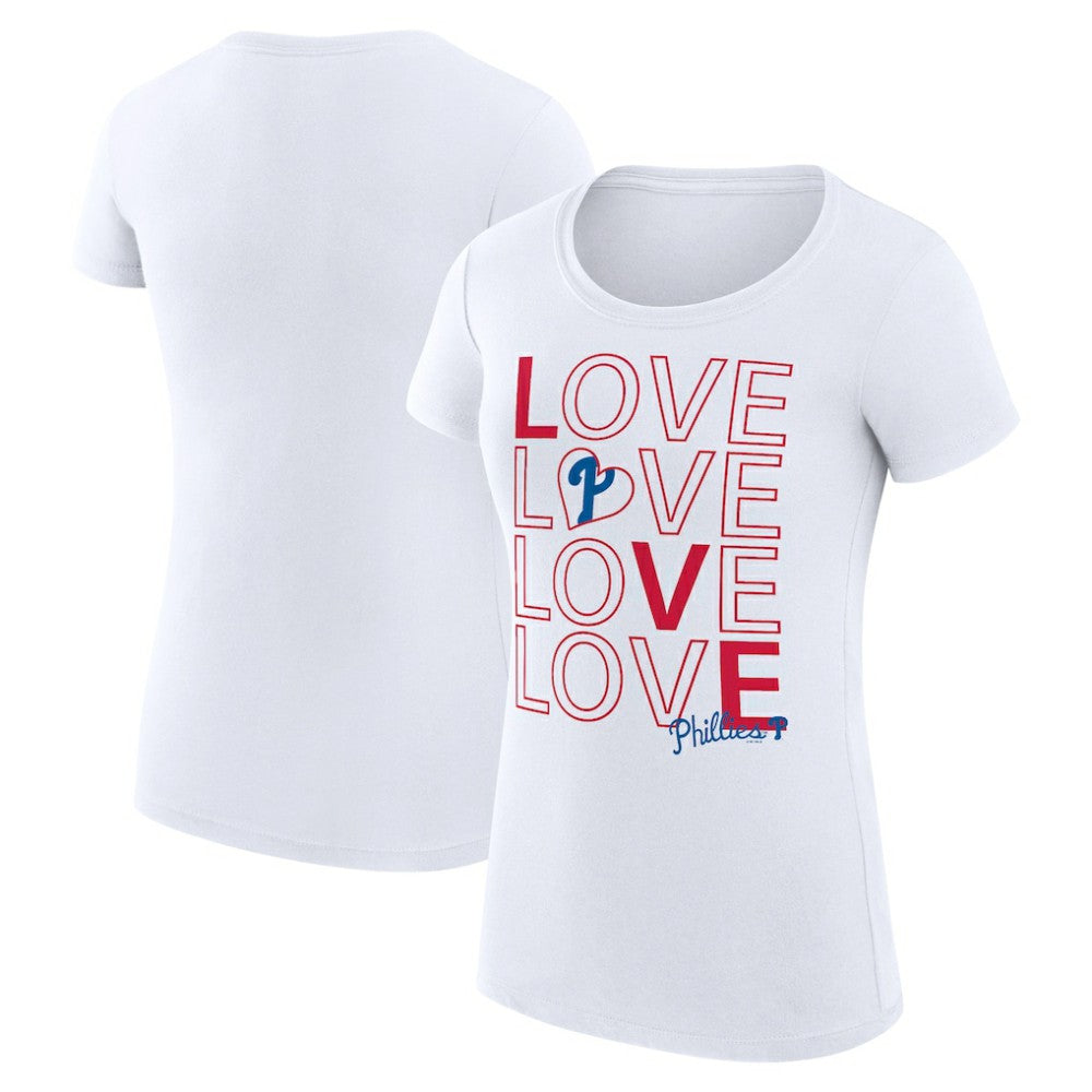 Philadelphia Phillies G-III 4Her by Carl Banks Women's Super-Slim Fit Lightweight Love Graphic Team T-Shirt - White T-shirts