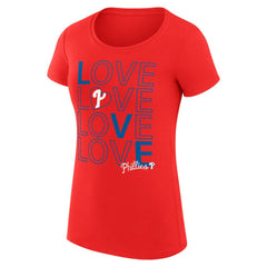 Philadelphia Phillies G-III 4Her by Carl Banks Women's Super-Slim Fit Lightweight Love Graphic Team T-Shirt - Red T-shirts