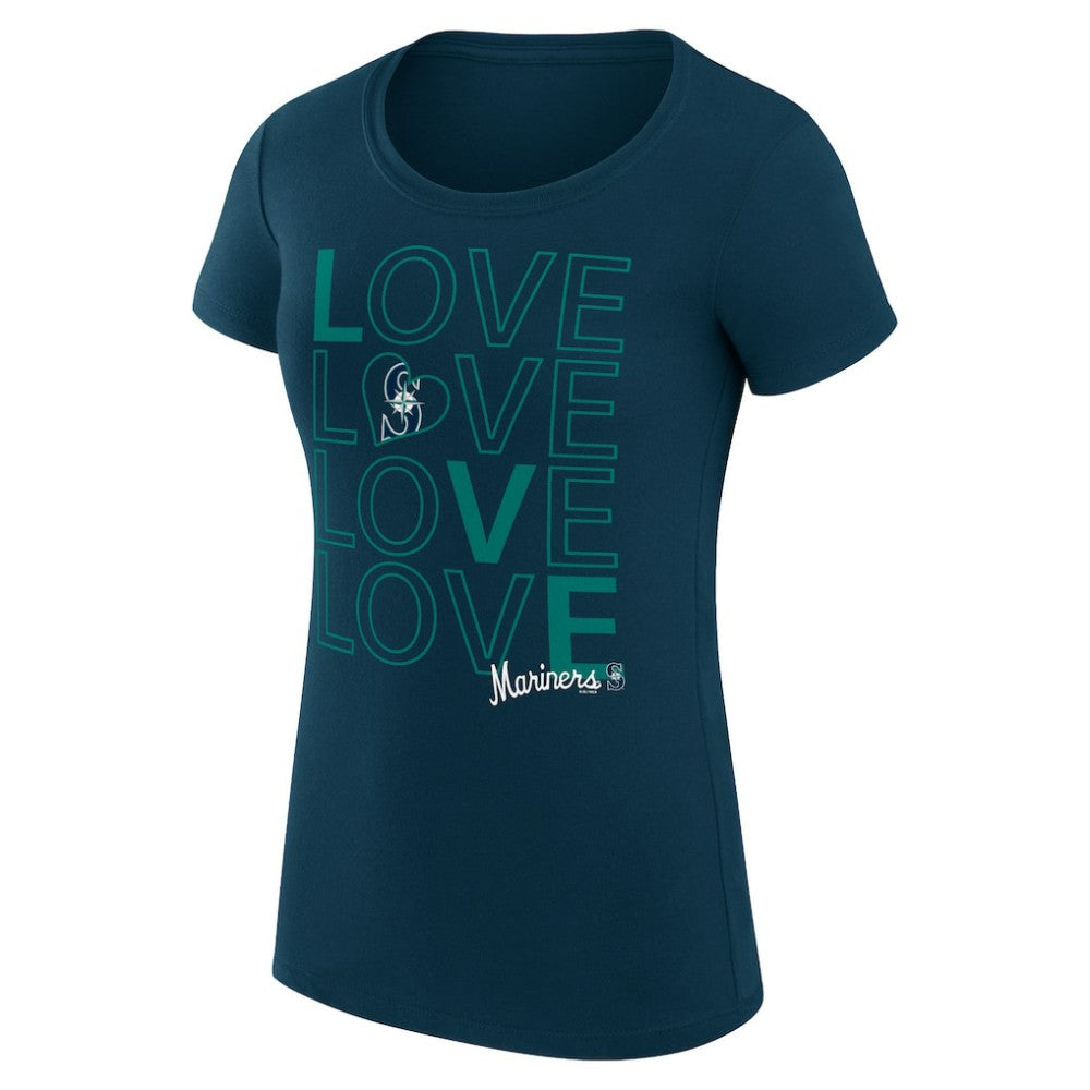 Seattle Mariners G-III 4Her by Carl Banks Women's Super-Slim Fit Lightweight Love Graphic Team T-Shirt - Navy T-shirts