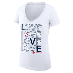 Atlanta Braves G-III 4Her by Carl Banks Women's Super-Slim Fit Lightweight Love Graphic Team V-Neck T-Shirt - White T-shirts