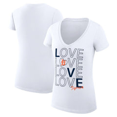 Detroit Tigers G-III 4Her by Carl Banks Women's Super-Slim Fit Lightweight Love Graphic Team V-Neck T-Shirt - White T-shirts
