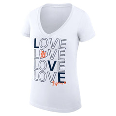 Detroit Tigers G-III 4Her by Carl Banks Women's Super-Slim Fit Lightweight Love Graphic Team V-Neck T-Shirt - White T-shirts