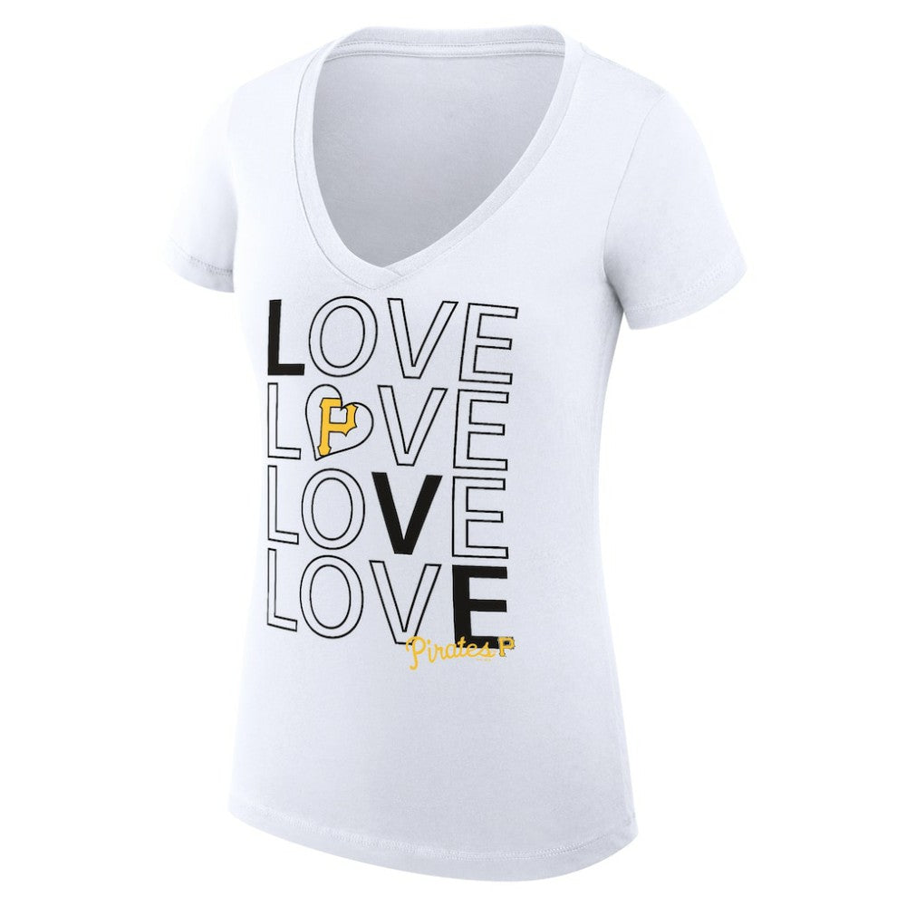 Pittsburgh Pirates G-III 4Her by Carl Banks Women's Super-Slim Fit Lightweight Love Graphic Team V-Neck T-Shirt - White T-shirts