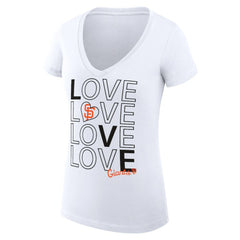 San Francisco Giants G-III 4Her by Carl Banks Women's Super-Slim Fit Lightweight Love Graphic Team V-Neck T-Shirt - White T-shirts