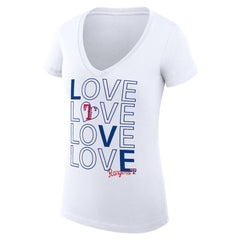 Texas Rangers G-III 4Her by Carl Banks Women's Super-Slim Fit Lightweight Love Graphic Team V-Neck T-Shirt - White T-shirts