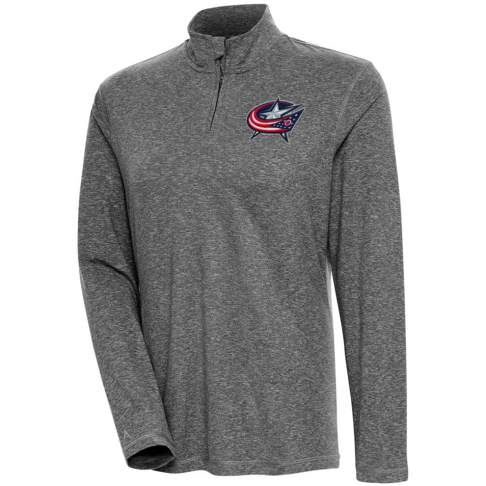 Columbus Blue Jackets Antigua Women's Confront Quarter-Zip Pullover Top - Heather Black | US 200624144