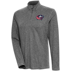 Columbus Blue Jackets Antigua Women's Confront Quarter-Zip Pullover Top - Heather Black | US 200624144