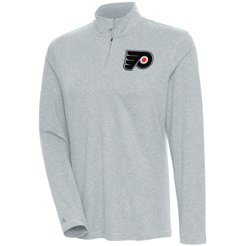 Philadelphia Flyers Antigua Women's Confront Quarter-Zip Pullover Top - Heather Gray | US 200624177