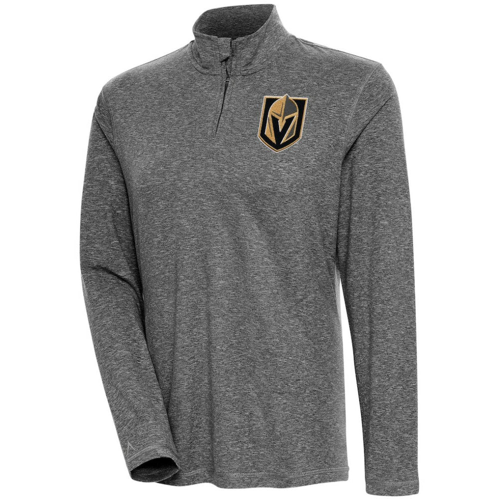 Vegas Golden Knights Antigua Women's Confront Quarter-Zip Pullover Top - Heather Black | US 200624197