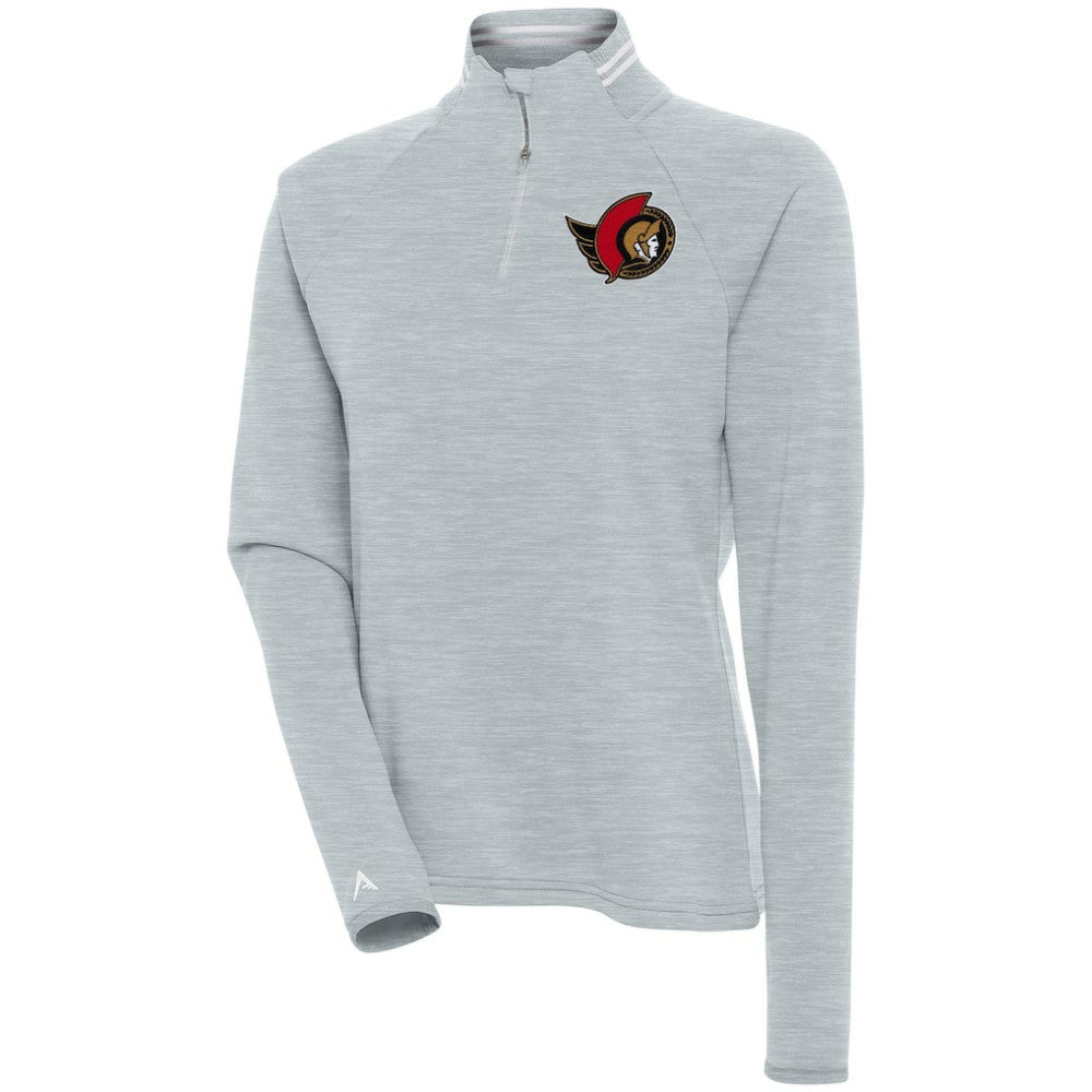 Ottawa Senators Antigua Women's Milo Quarter-Zip Pullover Top - Heather Gray | US 200625064