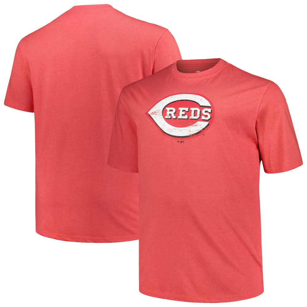 Cincinnati Reds Profile Big & Tall Weathered Logo T-Shirt - Heather Red T-shirts
