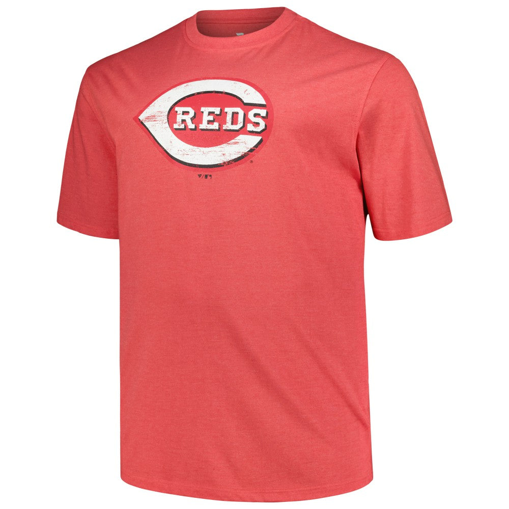 Cincinnati Reds Profile Big & Tall Weathered Logo T-Shirt - Heather Red T-shirts