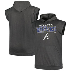Atlanta Braves Profile Big & Tall Muscle Sleeveless Pullover Hoodie - Heather Charcoal Hoodies