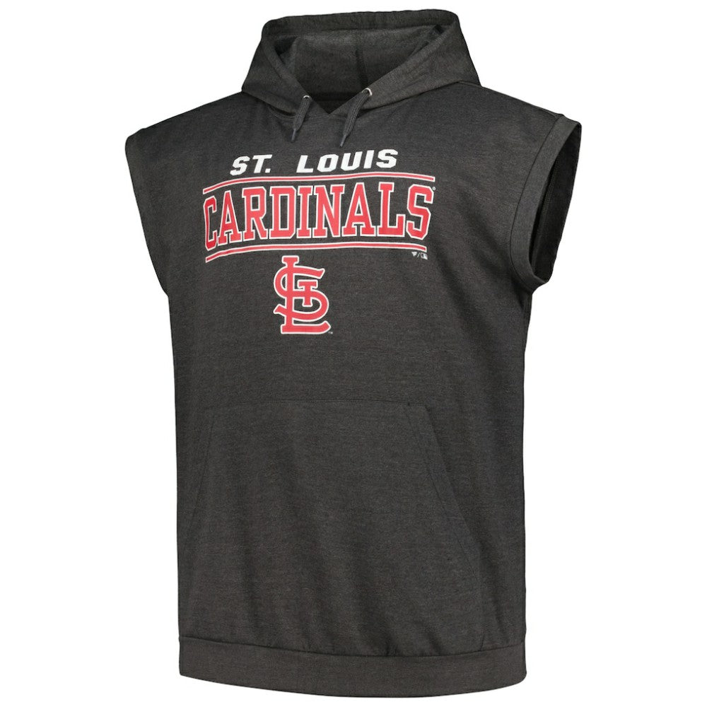 St. Louis Cardinals Profile Big & Tall Muscle Sleeveless Pullover Hoodie - Heather Charcoal Hoodies