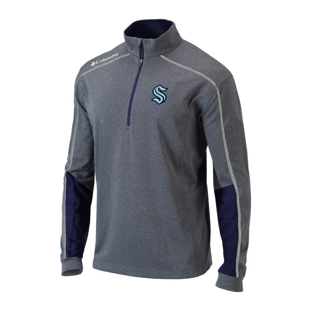 Seattle Kraken Columbia Omni-Wick Shotgun 2.0 Quarter-Zip Pullover Top - Gray/Navy | US 200629210