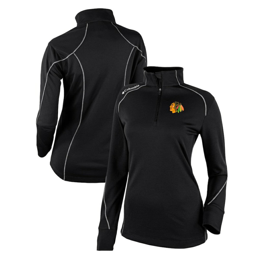 Chicago Blackhawks Columbia Women's Omni-Wick Shotgun 2.0 Quarter-Zip Pullover Top - Black | US 200629445