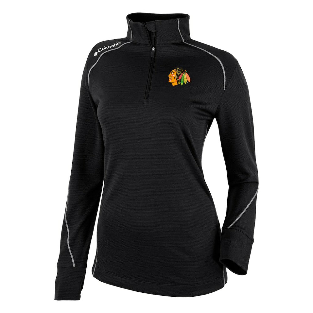 Chicago Blackhawks Columbia Women's Omni-Wick Shotgun 2.0 Quarter-Zip Pullover Top - Black | US 200629445