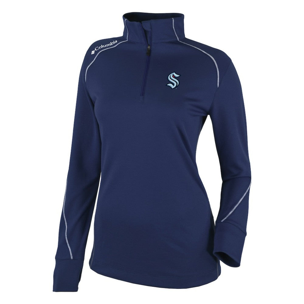 Seattle Kraken Columbia Women's Omni-Wick Shotgun 2.0 Quarter-Zip Pullover Top - Navy | US 200629460