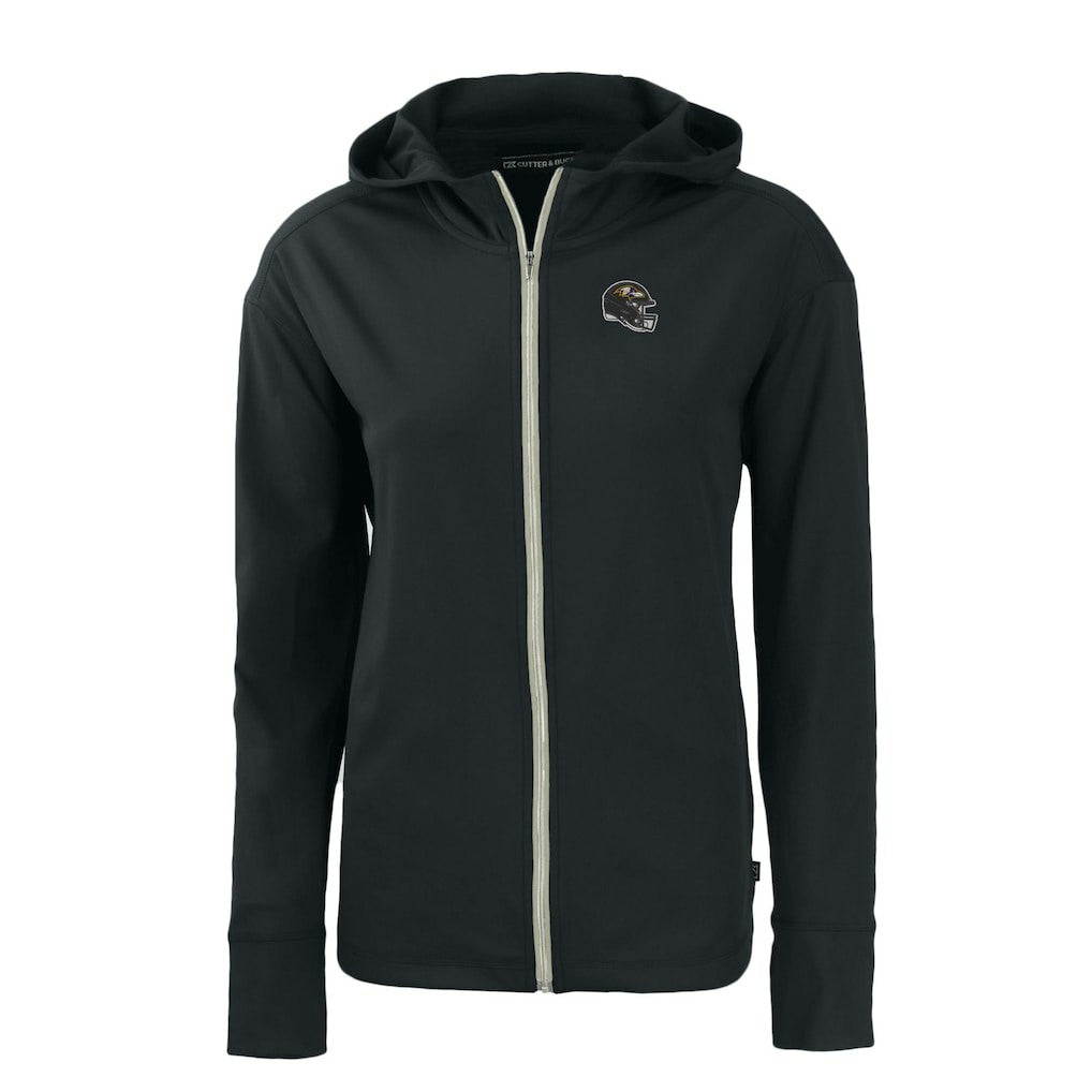Baltimore Ravens Cutter & Buck Women's Helmet Daybreak Eco Recycled Full-Zip Hoodie - Black Hoodies