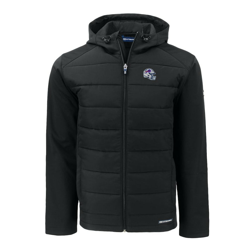 Buffalo Bills Cutter & Buck Helmet Evoke Hybrid Eco Softshell Recycled Full-Zip Hoodie Jacket - Black Hoodies