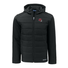 Kansas City Chiefs Cutter & Buck Helmet Evoke Hybrid Eco Softshell Recycled Full-Zip Hoodie Jacket - Black Hoodies