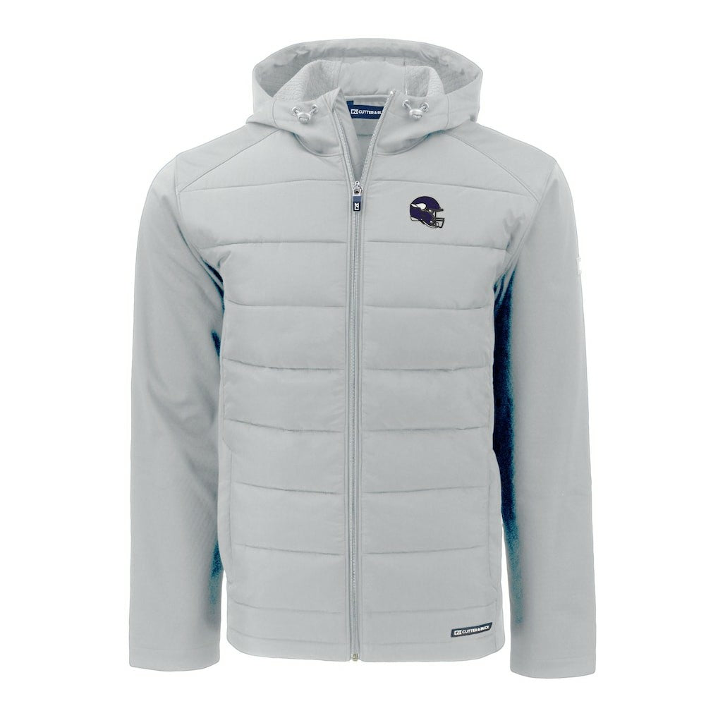 Minnesota Vikings Cutter & Buck Helmet Evoke Hybrid Eco Softshell Recycled Full-Zip Hoodie Jacket - Gray Hoodies