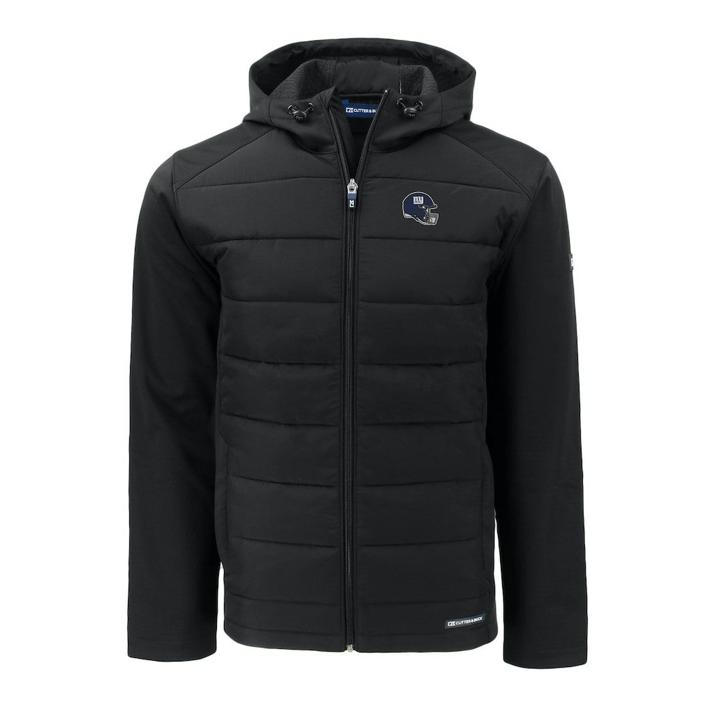 New York Giants Cutter & Buck Helmet Evoke Hybrid Eco Softshell Recycled Full-Zip Hoodie Jacket - Black Hoodies