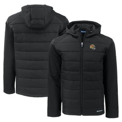 San Francisco 49ers Cutter & Buck Helmet Evoke Hybrid Eco Softshell Recycled Full-Zip Hoodie Jacket - Black Hoodies