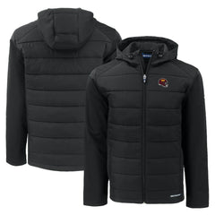 Washington Commanders Cutter & Buck Helmet Evoke Hybrid Eco Softshell Recycled Full-Zip Hoodie Jacket - Black Hoodies