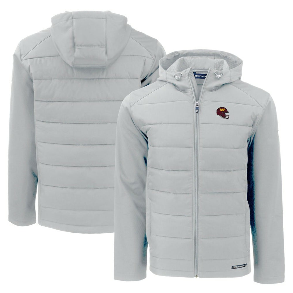 Washington Commanders Cutter & Buck Helmet Evoke Hybrid Eco Softshell Recycled Full-Zip Hoodie Jacket - Gray Hoodies
