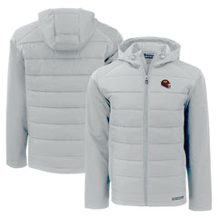 Washington Commanders Cutter & Buck Helmet Evoke Hybrid Eco Softshell Recycled Full-Zip Hoodie Jacket - Gray Hoodies